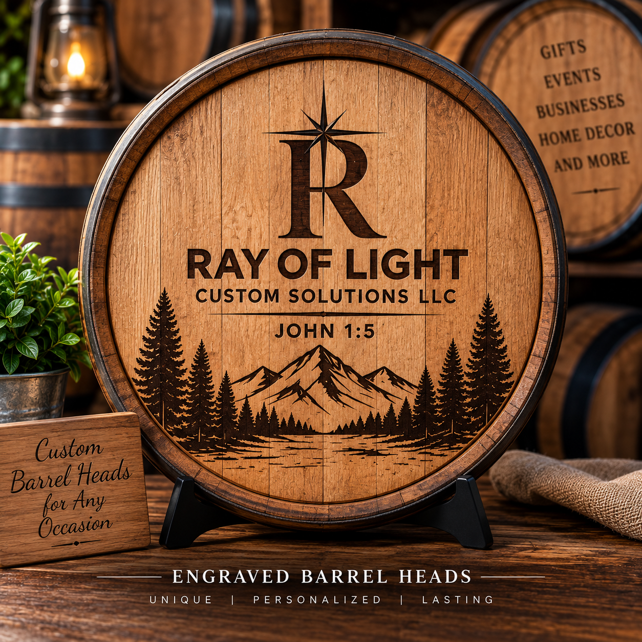 Engraved Barrel Heads